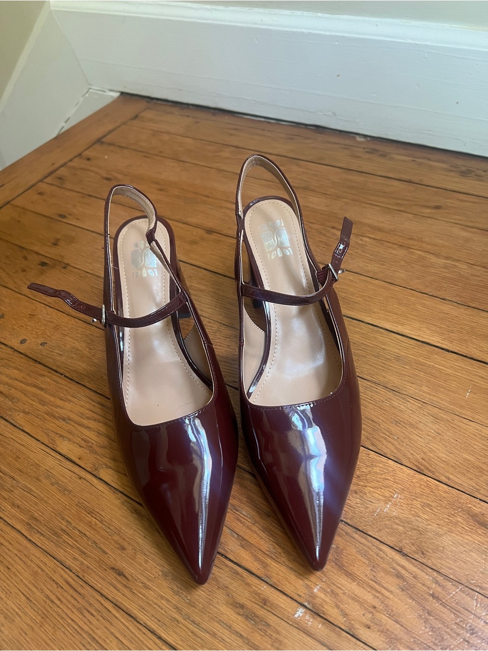 Pointed-Toe Slingback Block Heels